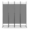 6FT 4-Fold Top With Shape 160g Polyester Cloth Plastic Feet Carbon Steel Frame Foldable Screen Gray
