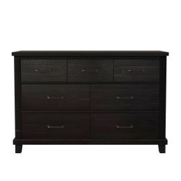 Rustic Farmhouse Style Solid Pine Wood Seven-Drawer Dresser for Living Room, Bedroom, Coffee