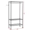 3-Tier Closet Organizer Metal Garment Rack Portable Clothes Hanger Home Shelf RT