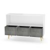Kids bookcase with Collapsible Fabric Drawers; Children's Book Display; Toy Storage Cabinet Organizer; White