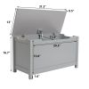 Kids Wooden Toy Box/Bench with Safety Hinged Lid for Ages 3+(Gray)
