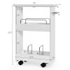 Slim Rolling 3-Tier Bathroom Mobile Shelving Cabinet wih Handle