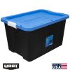 27 Gallon Heavy Duty Latching Plastic Storage Bin Container, Black, Set of 4