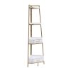 Corner Shelf with Two Drawers 72.64'' Tall; 4-tier Industrial Bookcase; Gold
