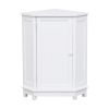 White Bathroom Cabinet Triangle Corner Storage Cabinet with Adjustable Shelf Modern Style MDF Board
