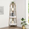 Corner Shelf with Two Drawers 72.64'' Tall; 4-tier Industrial Bookcase; Gold