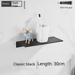 Punch-free Kitchen Balcony Wash Basin Vanity Storage Rack (Option: Single Shelf Shelf Black 30CM)