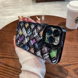 Electroplated Woven Phone Case Color Shell (Option: Black-IPhone12)