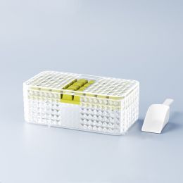 Large New Silicone Square Ice Mold Ice Cube Trays Lid Mold Storage Box Creative Tool Ice Cube Maker Cool Drinks Kitchen Bar (Option: Green-32grids)