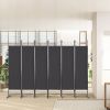 6FT 4-Fold Top With Shape 160g Polyester Cloth Plastic Feet Carbon Steel Frame Foldable Screen Black