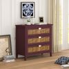 3 Drawer Cabinet,Natural rattan,American Furniture,Suitable for bedroom, living room, study