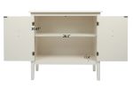2 Door Wooden Cabinets, Off-white Wood Cabinet Vintage Style Sideboard for Living Room Dining Room Office
