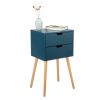Set of 2 Wooden Modern Nightstand with 2 Drawers and 4 Solid Splayed Legs, Living Room Bedroom Furniture